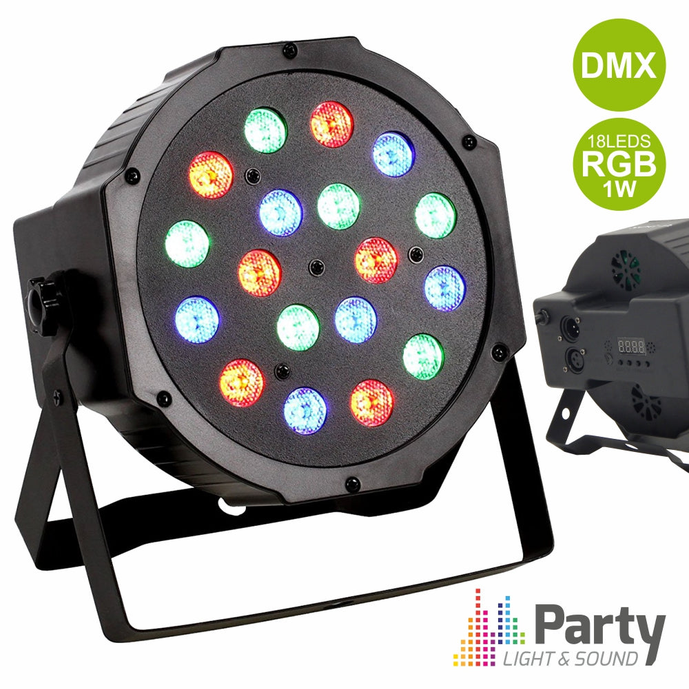 Projetor Par C/ 18 Leds 1W Rgb Dmx Mic Party - Tauu.pt