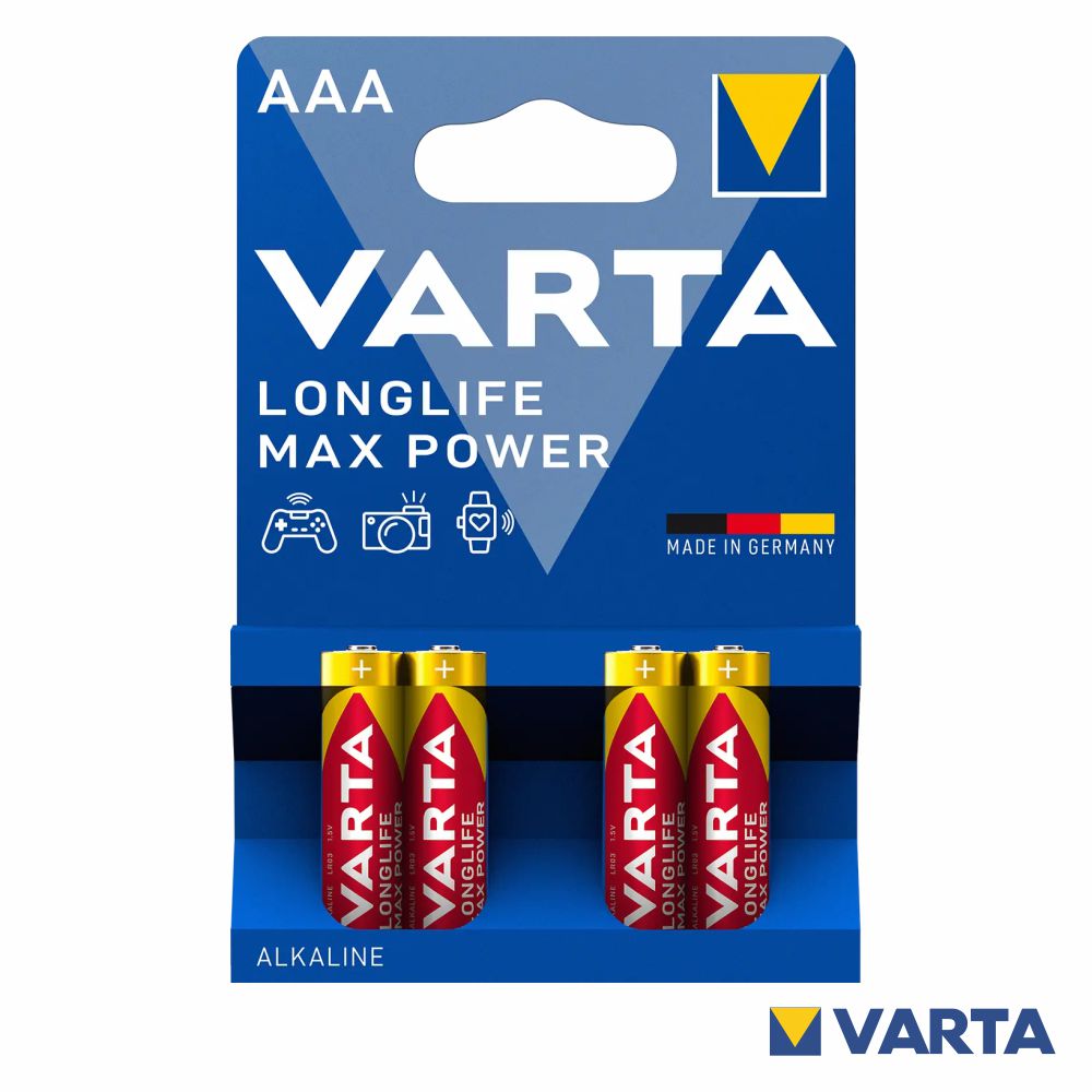 Pilha Alcalina Lr03/Aaa 1.5V 4X Longlife Max Power Varta - Tauu.pt