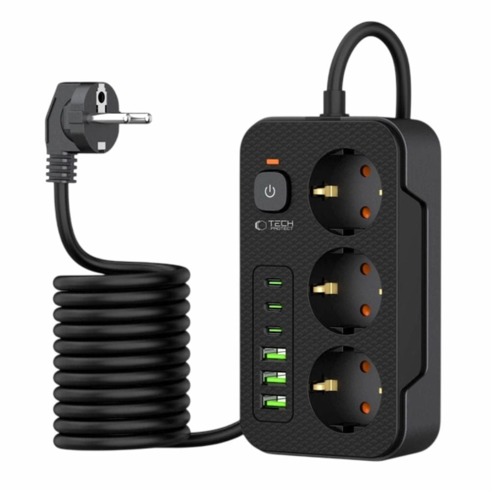 Extensão Elétrica 3X Schuko 3Xusb-A 3Xusb-C C/ Interruptor - Tauu.pt