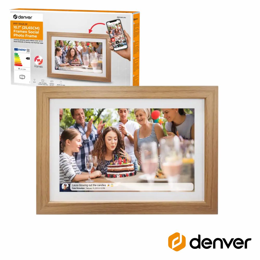 Moldura Digital Frameo 10.1" Madeira De Carvalho Denver - Tauu.pt