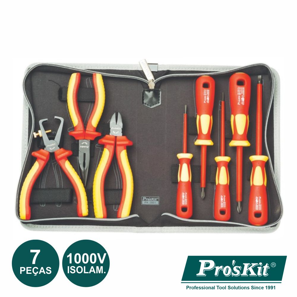 Mala Ferramentas Profissional 1000V 7 Peças Proskit - Tauu.pt