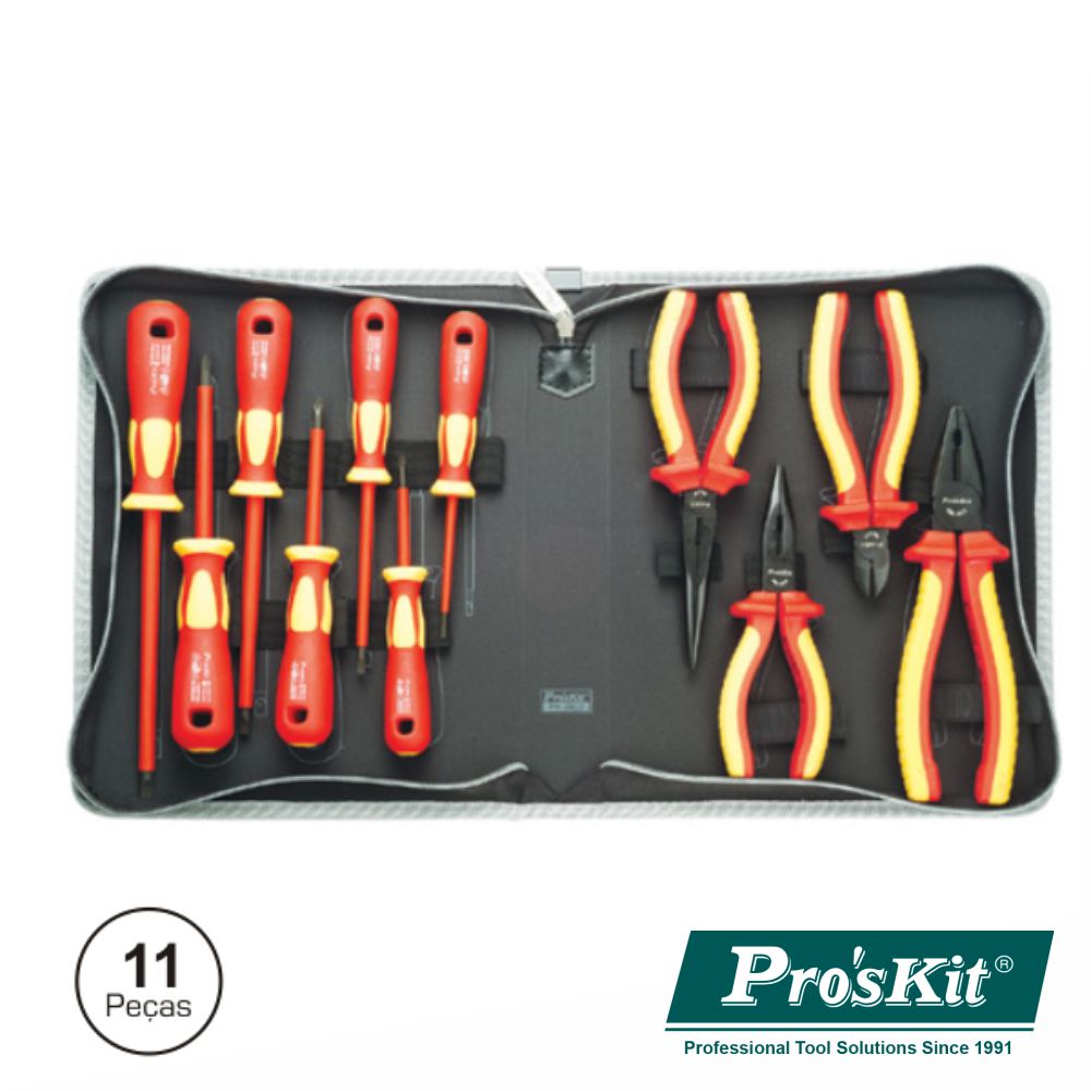 Mala Ferramentas Profissional 11 Peças Isoladas Proskit - Tauu,pt