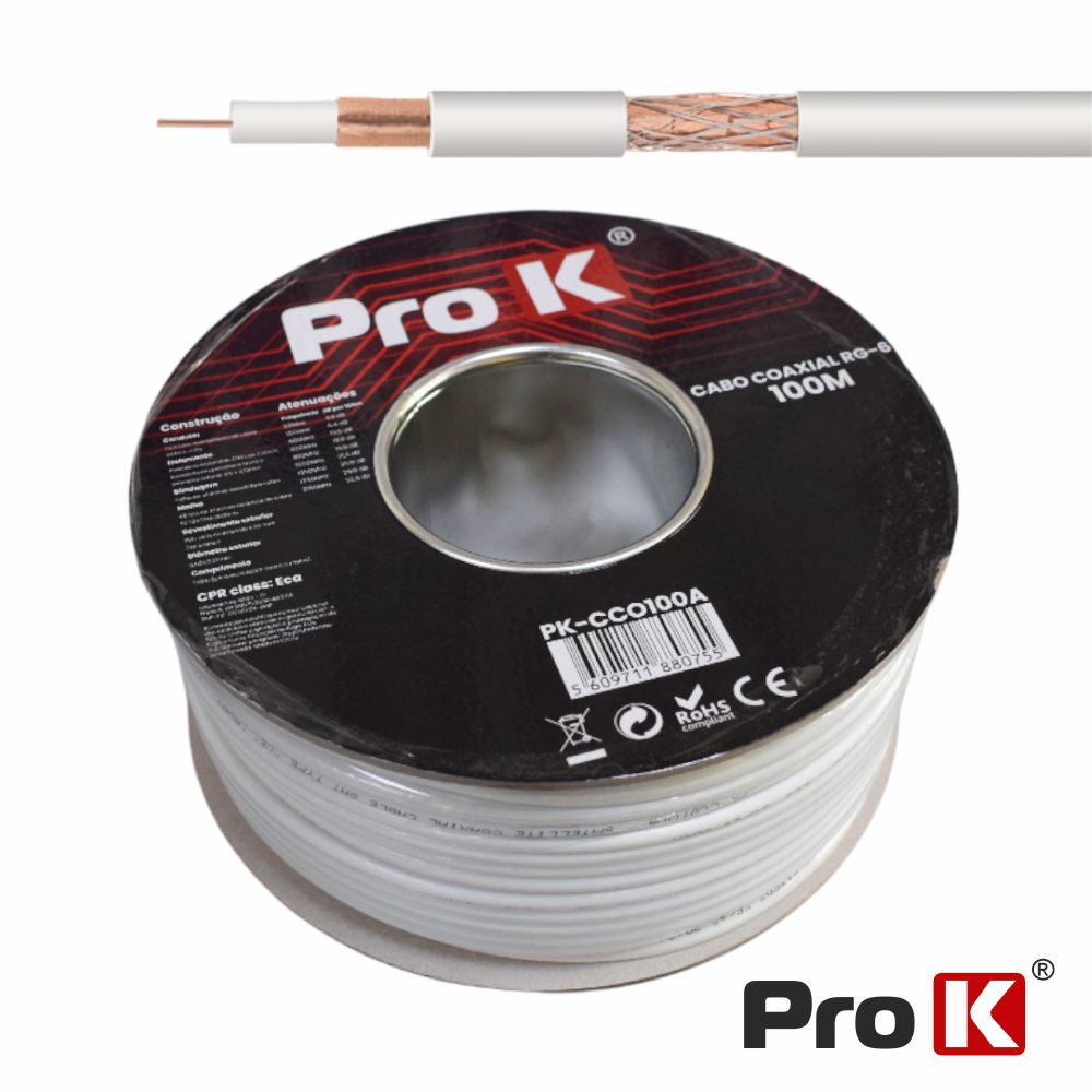 Cabo Coaxial 75 Ohm Branco Prok - Tauu,pt