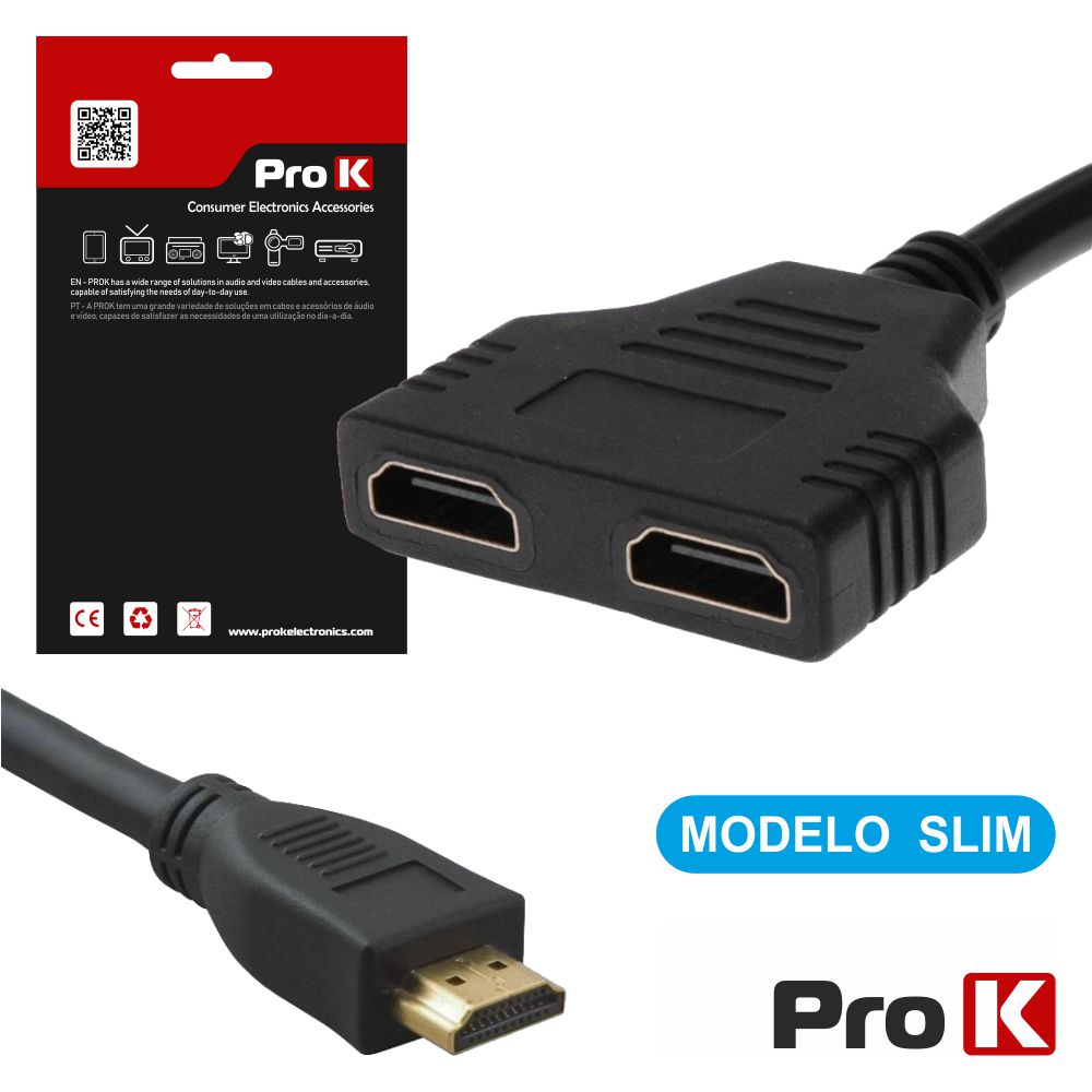 Adaptador Hdmi 1 Entrada 2 Saídas Slim  Prok - Tauu.pt