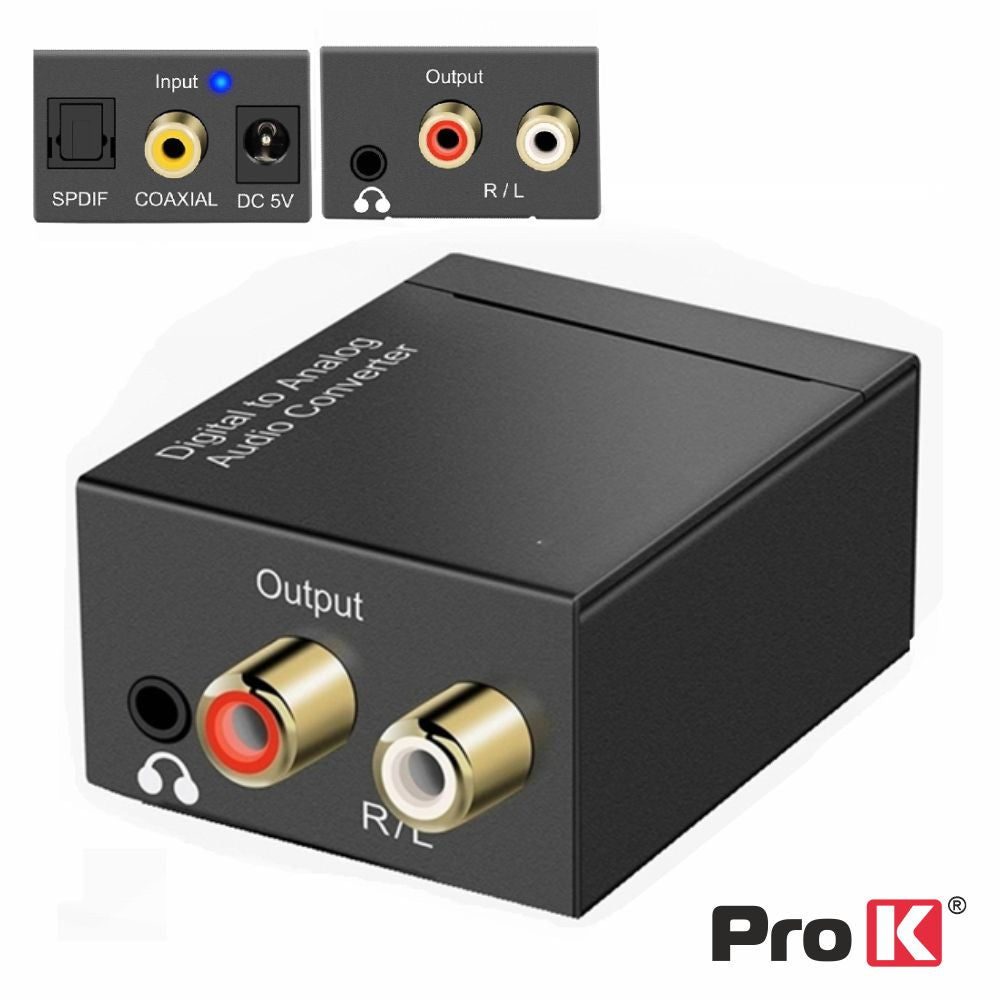 Conversor Áudio Toslink Rca Digital/Rca Jack Analógico Prok - Tauu,pt