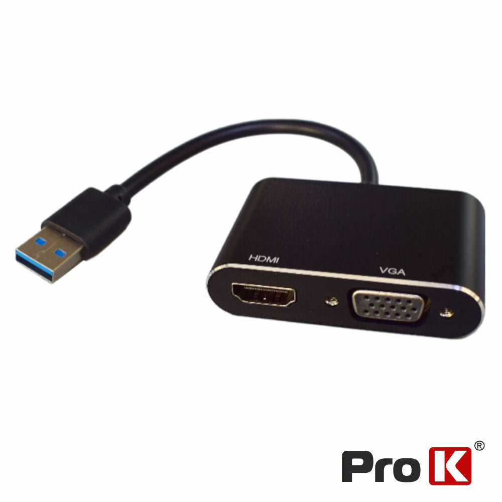 Cabo Adaptador Usb-A 3,0 P/ Hdmi E Vga Prok - Tauu,pt
