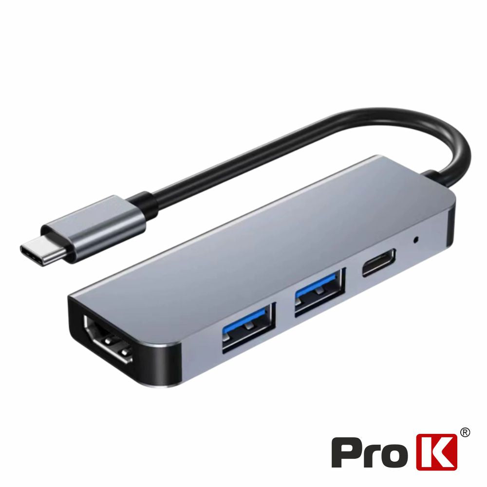 Hub Usb-C 4 Em 1 P/ Hdmi/Usb 2.0/Usb 3.0/Usb-C Pd Prok - Tauu.pt