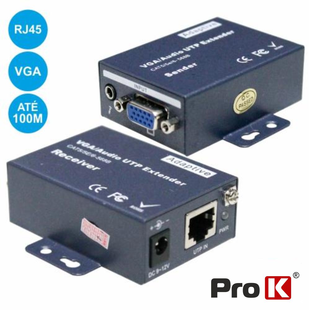Receptor E Transmissor Vga Via Rj45 Cat5 100M Prok - Tauu.pt