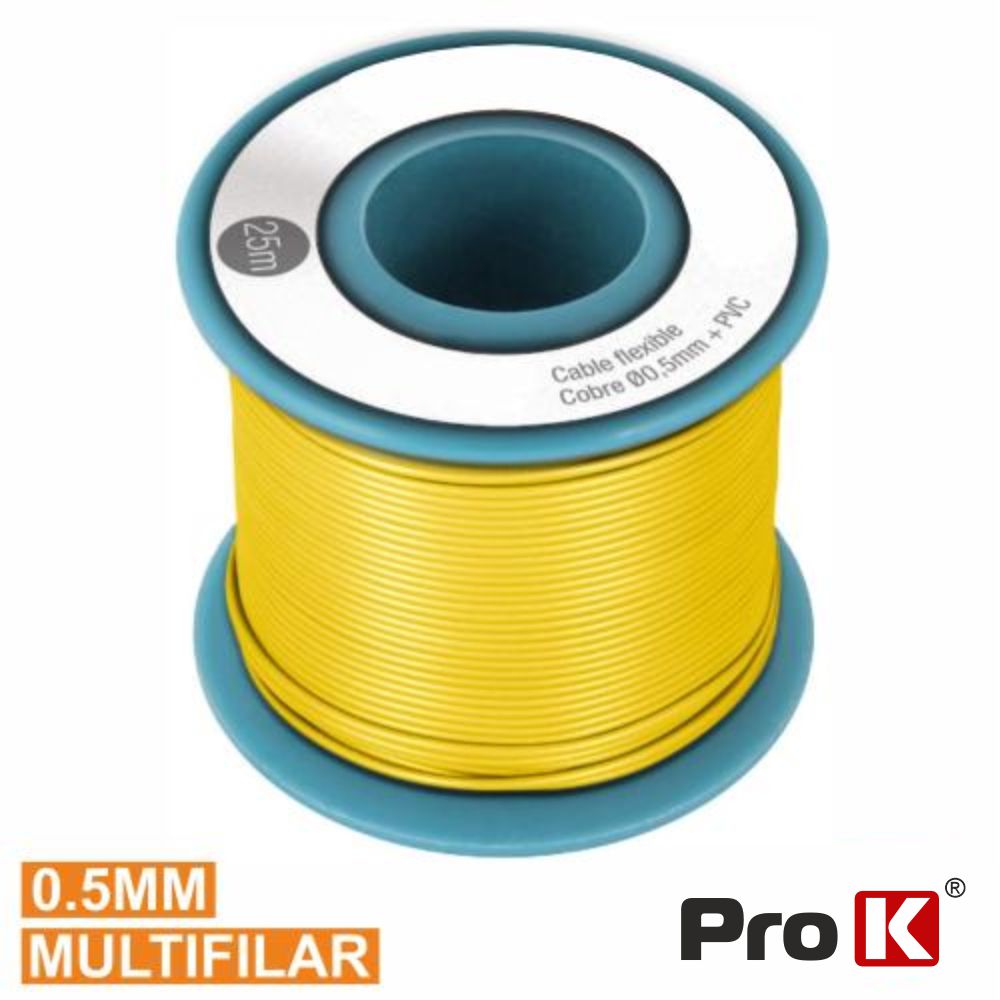 Cabo Multifilar Amarelo 0,5Mm Rolo 25M Prok - Tauu,pt