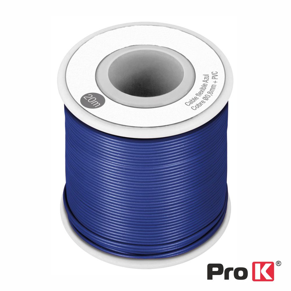 Cabo Multifilar Azul 0.8Mm Rolo 20M Prok - Tauu.pt