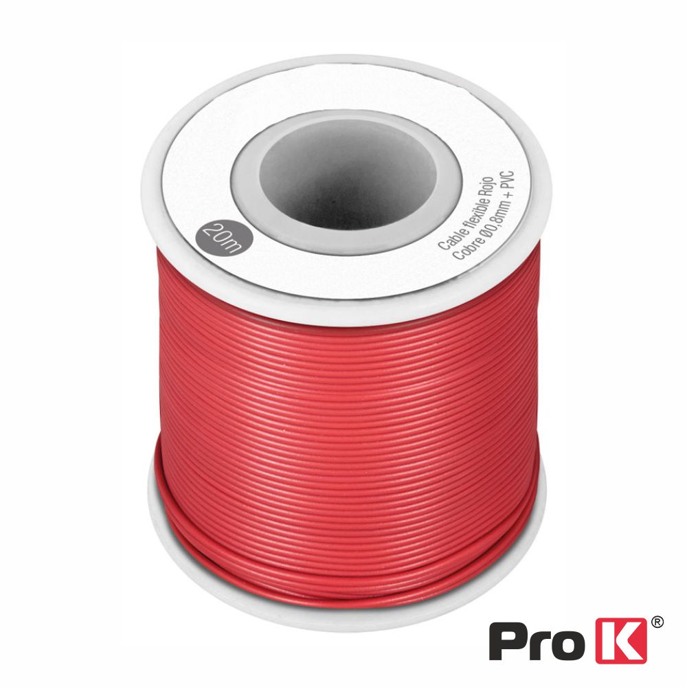 Cabo Multifilar Vermelho 0.8Mm Rolo 20M Prok - Tauu.pt