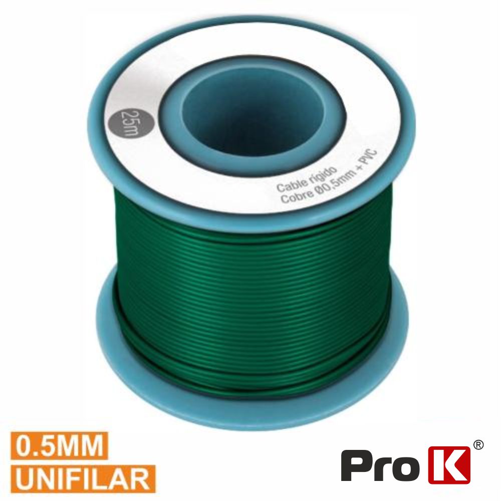 Cabo Unifilar Verde 0.5Mm Rolo 25M Prok - Tauu.pt