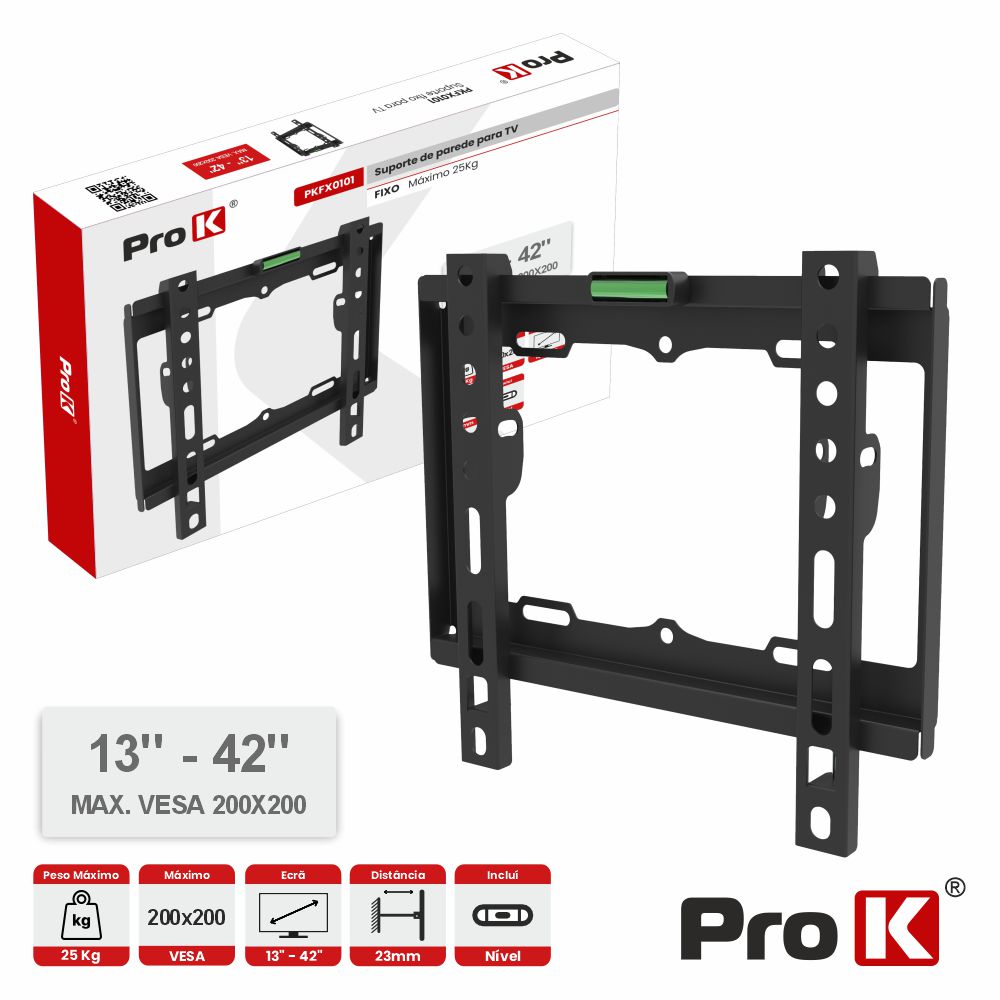 Suporte Tv Fixo 13-42" 25Kg Vesa 200X200 Prok - Tauu.pt