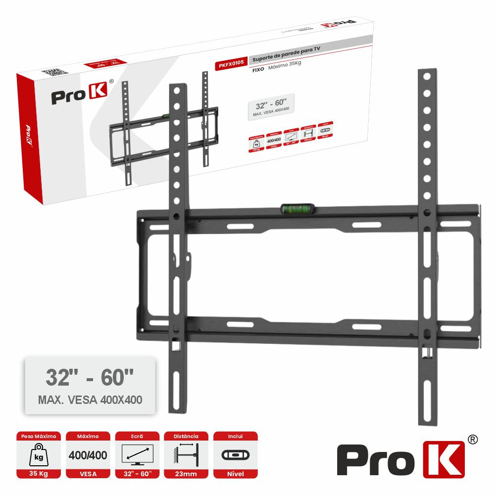 Suporte Tv Fixo 32-60" 35Kg Vesa 400X400 Prok - Tauu.pt
