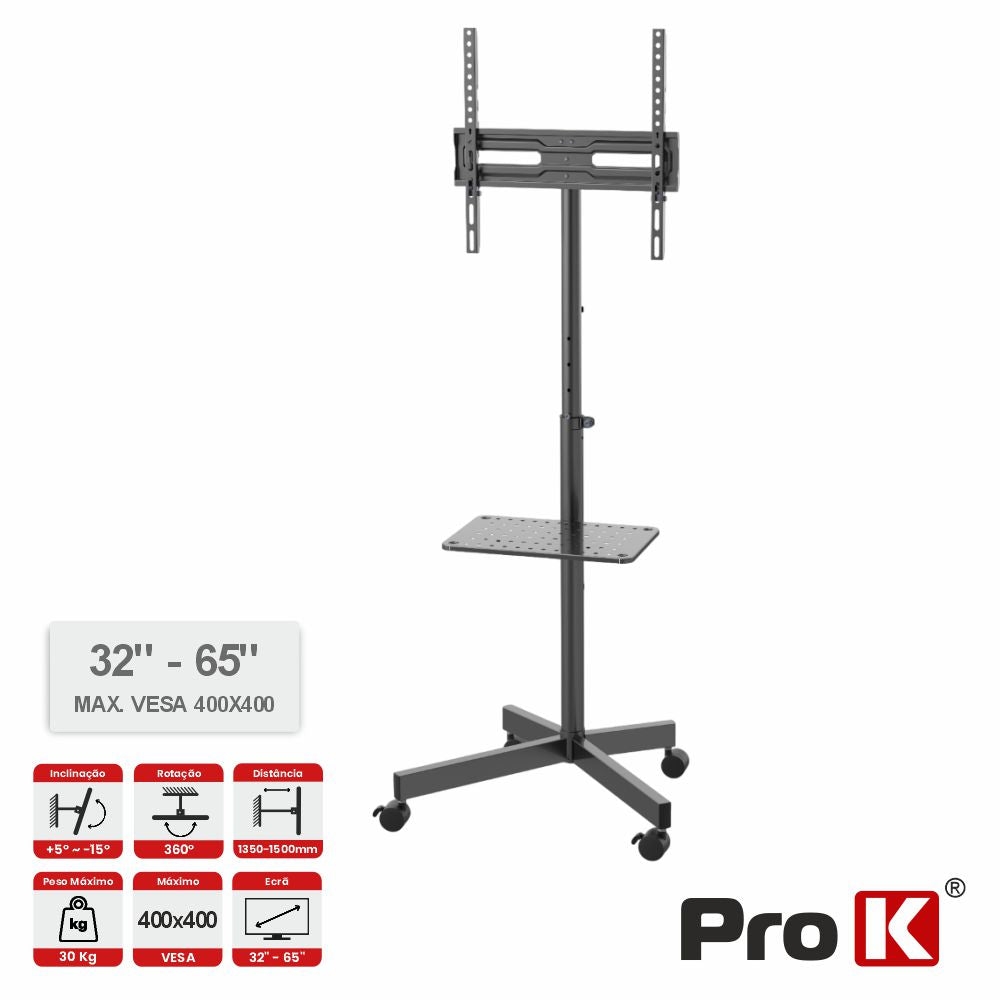 Suporte Tv Chão C/ Rodas 32-65" 30Kg Vesa 400X400 Prok - Tauu.pt