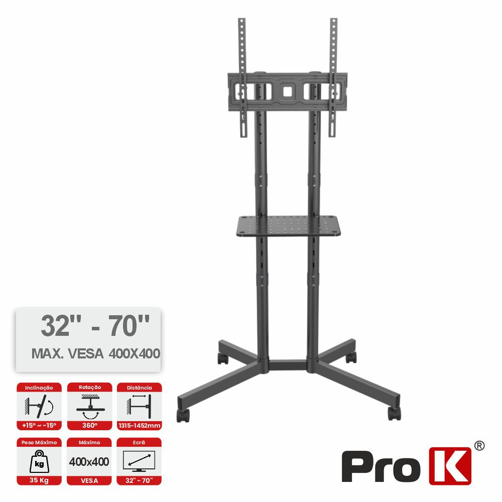 Suporte Tv Chão C/ Rodas 32-70" 35Kg Vesa 400X400 Prok - Tauu.pt