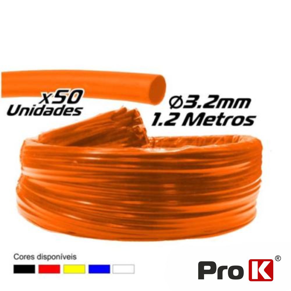 Tubo Manga Termoretráctil 3,2Mm 1,2M 50X Vermelho Prok - Tauu,pt
