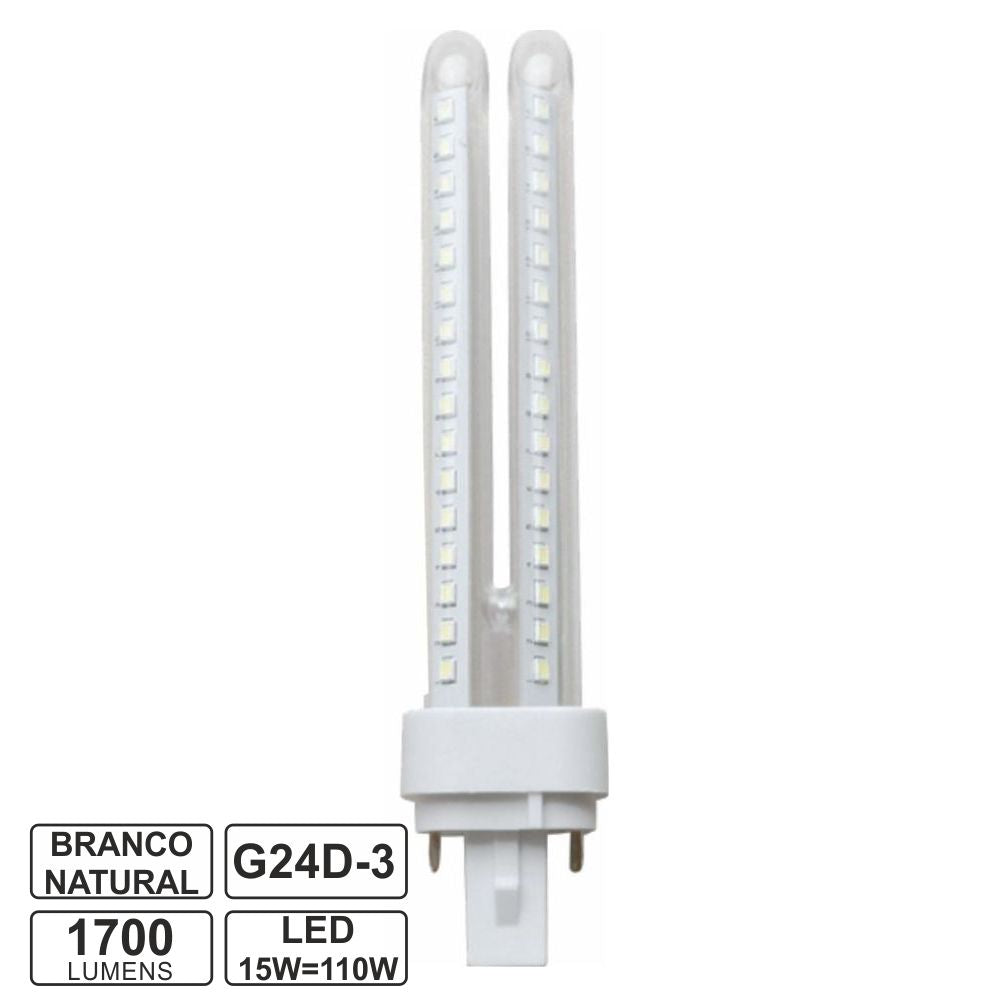 Lâmpada G24 15W=110W 230V Led 4000K 1700Lm - Tauu.pt