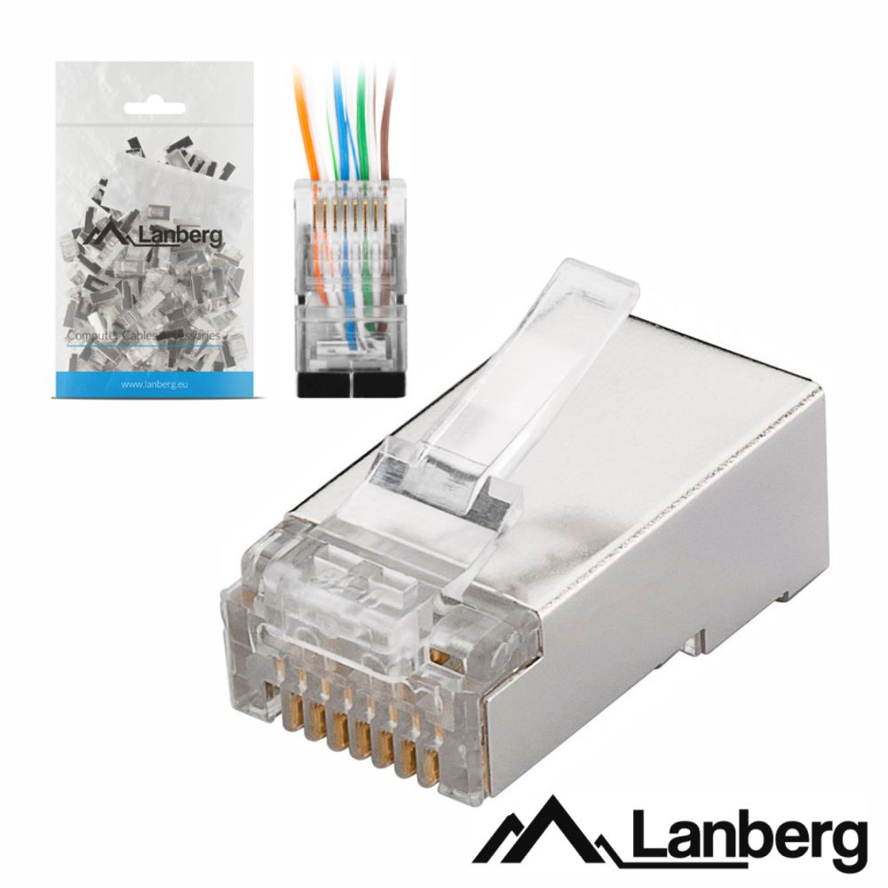 Ficha Rj45 Modular 8P8C Cat6 Passante 100Pcs Lanberg - Tauu.pt