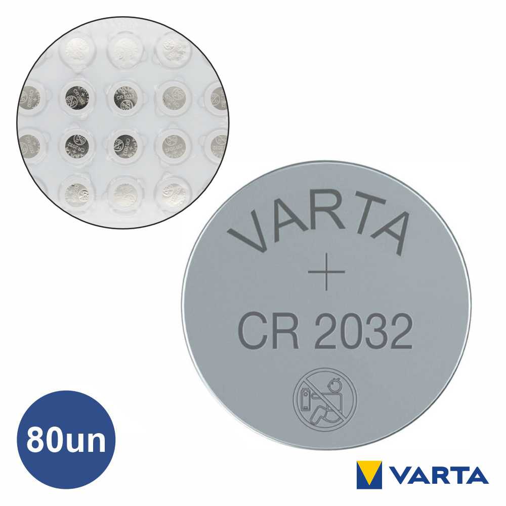 Pilha Lítio Botão Cr2032 3V 80X Varta - Tauu,pt
