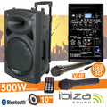 Coluna Amplificada 10" 500W Usb/Bt/Sd/Bat Vhf Preta Ibiza - Tauu,pt