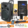 Coluna Amplificada 12" 700W Usb/Bt/Sd/Bat Vhf Preta Ibiza - Tauu,pt