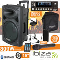 Coluna Amplificada 15" 800W Usb/Bt/Sd/Bat Uhf Preta Ibiza - Tauu.pt