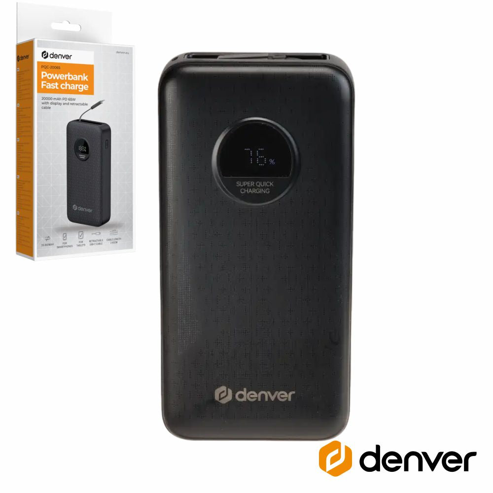 Powerbank 20000Mah C/Cabo 1Xusb-A 1Xusb-C 65W - Tauu.pt