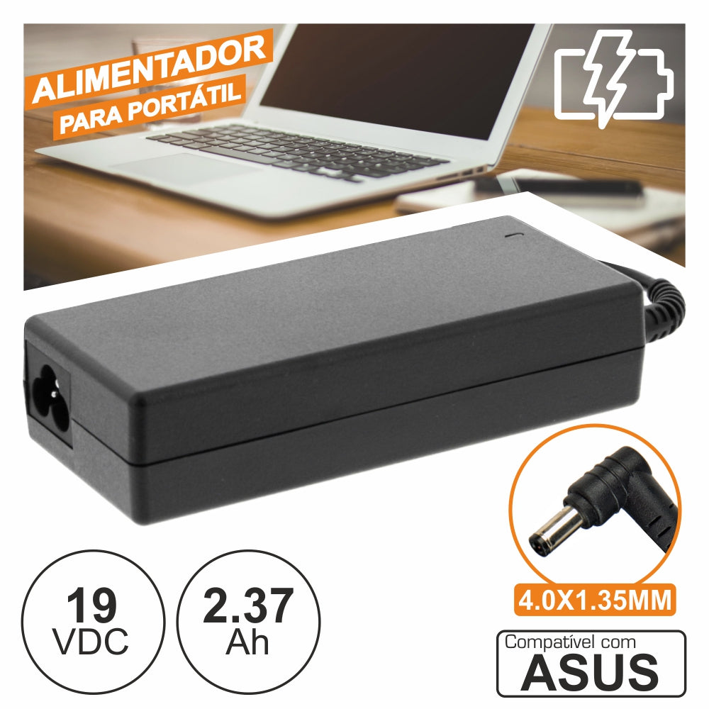 Alimentador P/ Asus 19V 2.37A 45W 4.0X1.35Mm - Tauu.pt