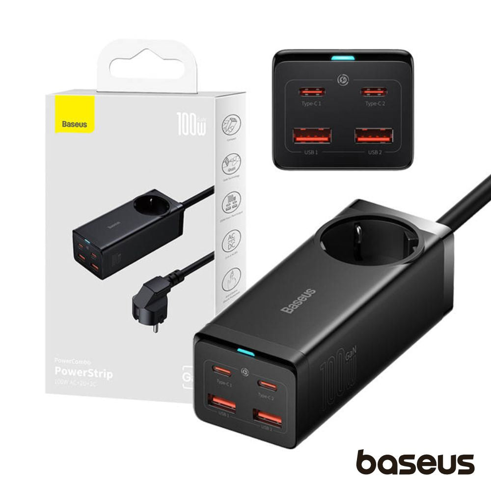 Estação De Carregamento Gan3 Schuko 2X Usb-A 2X Usb-C 100W - Tauu.pt