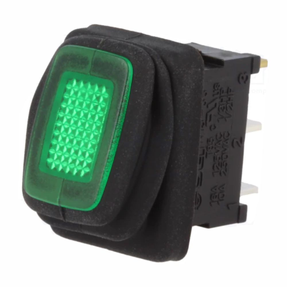 Interruptor Basculante C/ Luz 16A-250Vac Spst On-Off Verde - Tauu.pt