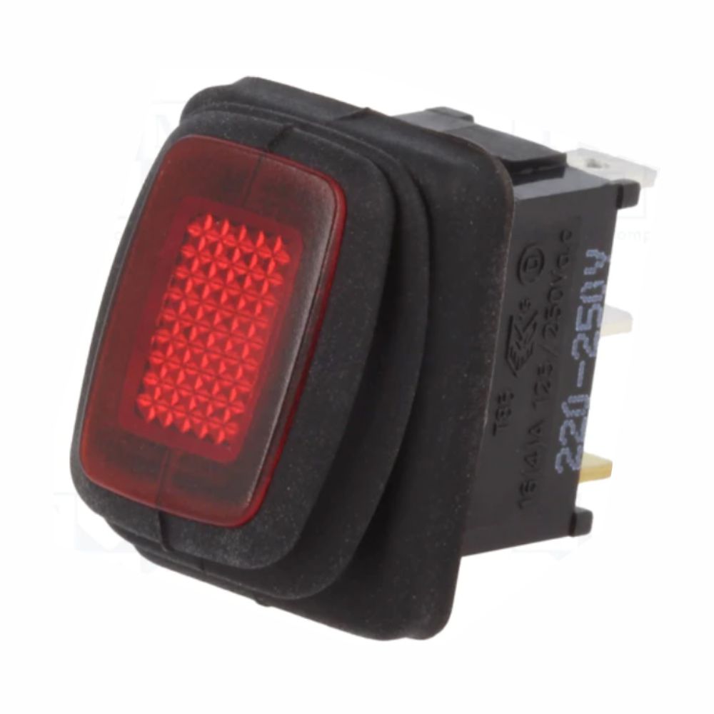 Interruptor Basculante C/ Luz 16A-250V Spst On-Off Vermelho - Tauu.pt
