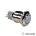 Interruptor Redondo De Metal Spdt 1Na 1Nc Anel Azul - Tauu.pt