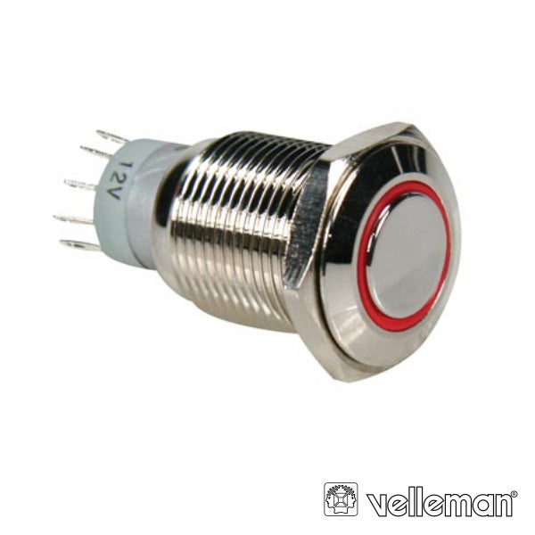 Interruptor Redondo De Metal Spdt 1No 1Nc Anel Vermelho - Tauu.pt