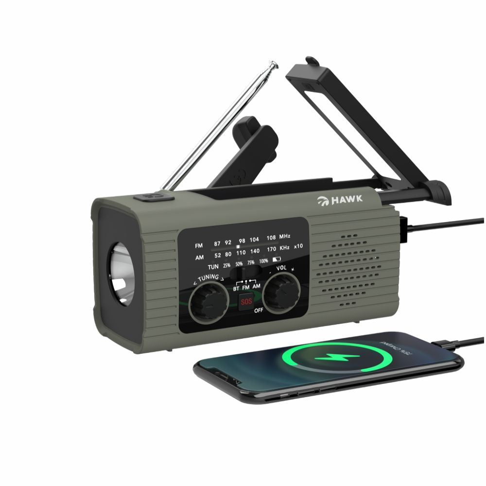 Rádio Solar Fm/Am C/ Dínamo/Lanterna/Powerbank/Bluetooth - Tauu.pt