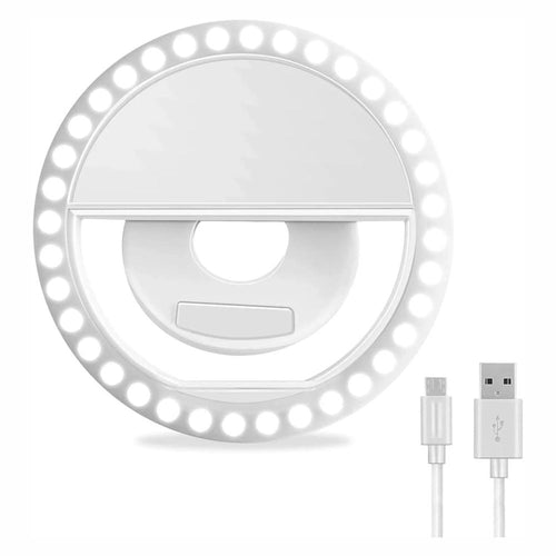 Anel De Luz P/ Telemóvel Universal Branco - Tauu.pt