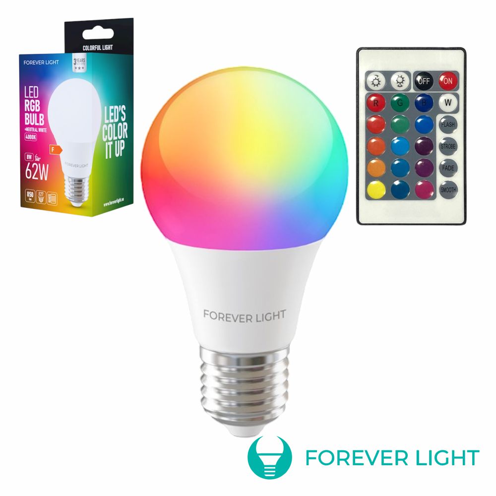 Lâmpada Led E27 8W A60 Rgb 4000K 850Lm Forever - Tauu.pt