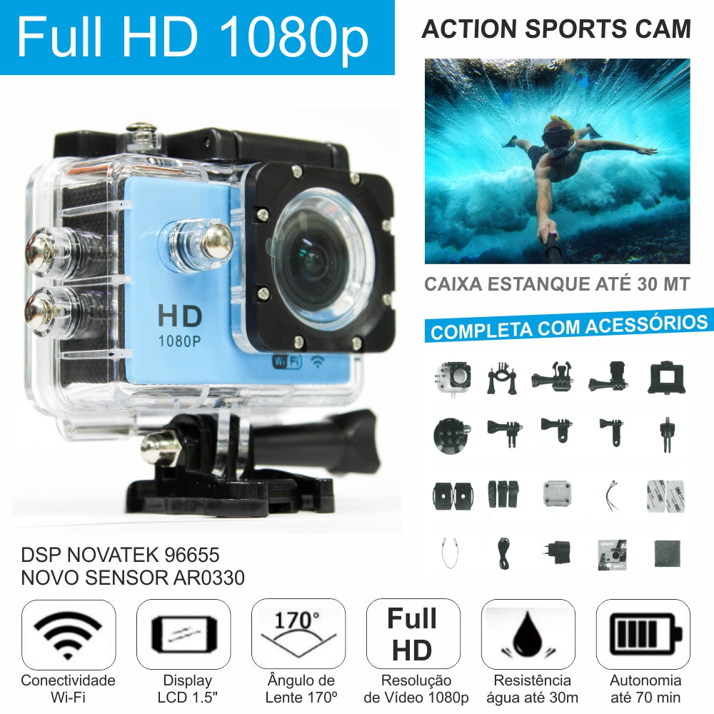 Câmara De Ação Wifi Full Hd 12Mp C/ Gravação Vídeo - Tauu,pt