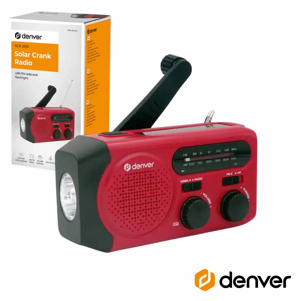 Rádio Portátil Am/Fm Painel Solar Dínamo Denver - Tauu.pt