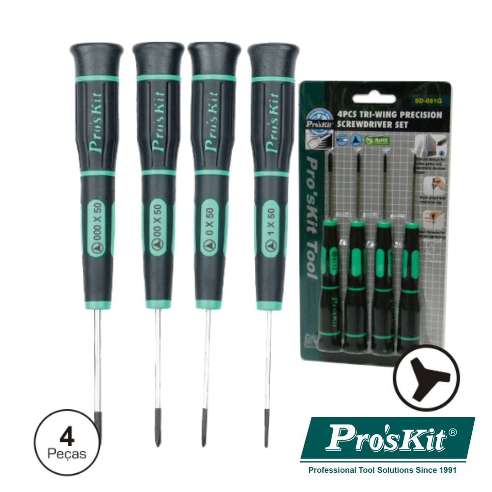 Conjunto De 4 Chaves Tri-Wing De Precisão Proskit - Tauu,pt