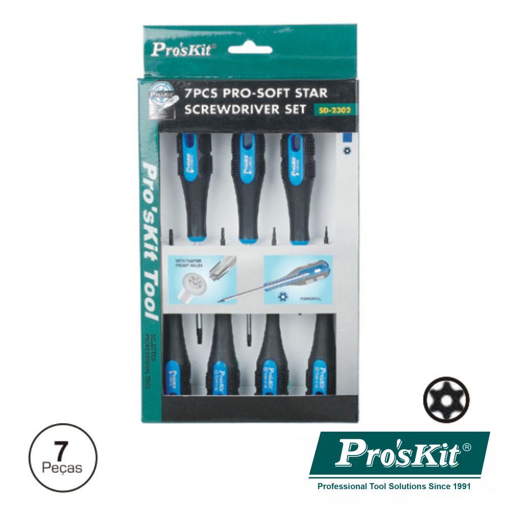 Conjunto De 7 Chaves Torx C/ Furo Proskit - Tauu,pt