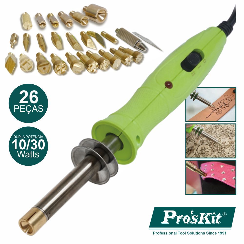 Ferro De Soldar 10-30W P/Madeiras E Tecidos Proskit - Tauu.pt