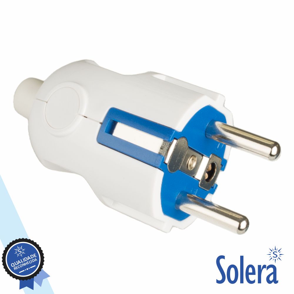 Ficha Schuko Macho 2P+E 16A 250V Branco Solera - Tauu.pt