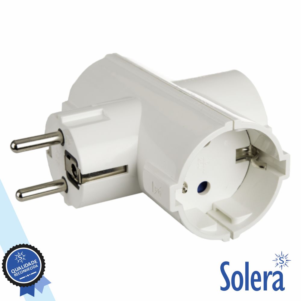 Ficha Elétrica Adaptadora 3X Schuko Solera - Tauu.pt