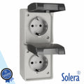 Tomada Elétrica Superfície 2X Schuko Vertical Ip44 Solera - Tauu.pt