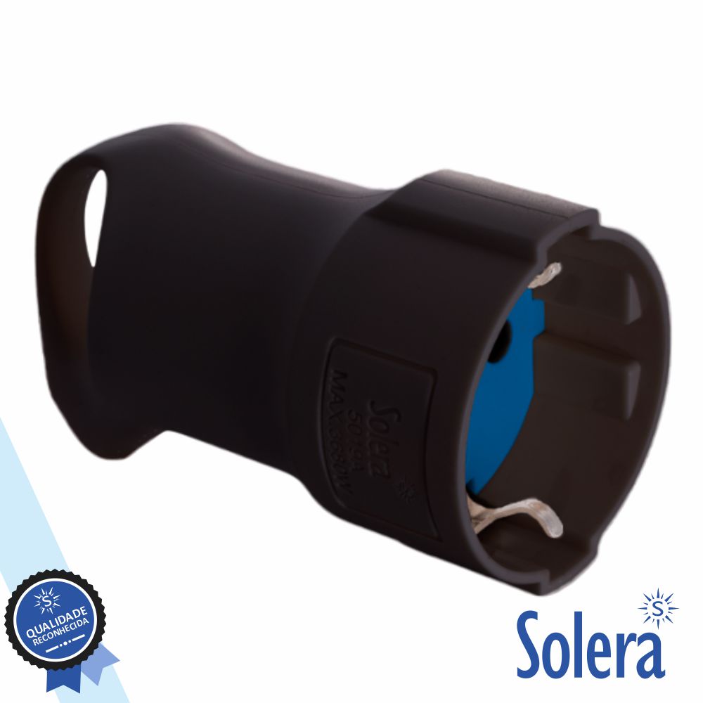 Ficha Schuko Fêmea 2P+E 16A 250V Preto Solera - Tauu.pt