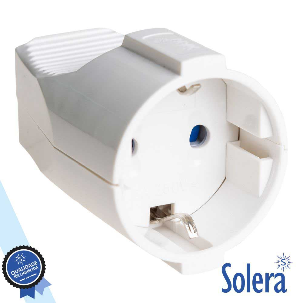 Ficha Schuko Fêmea C/ Terra 220V Branca Solera - Tauu,pt