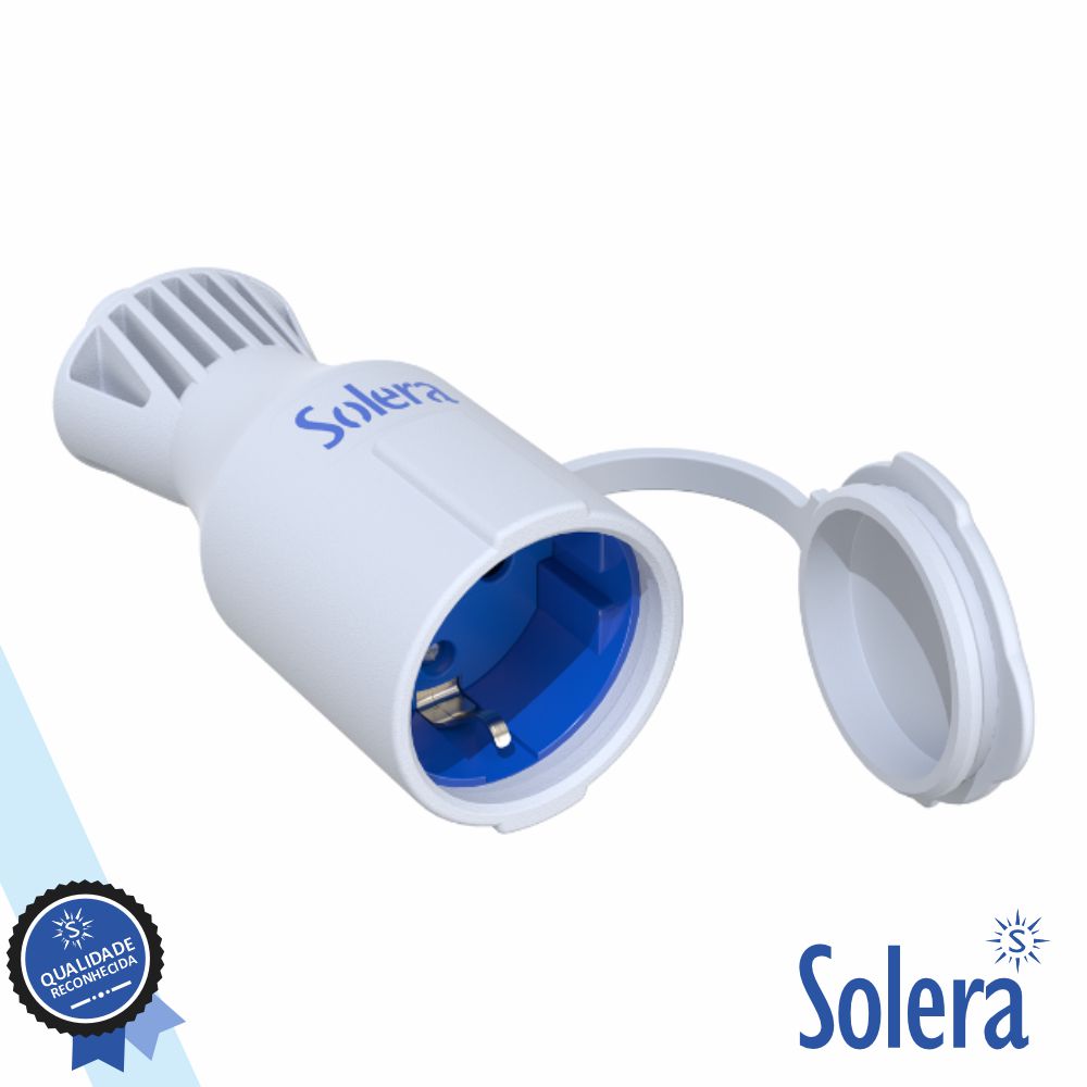 Ficha Schuko Fêmea 16A/250V C/ Tampa Ip44 Branco Solera - Tauu,pt