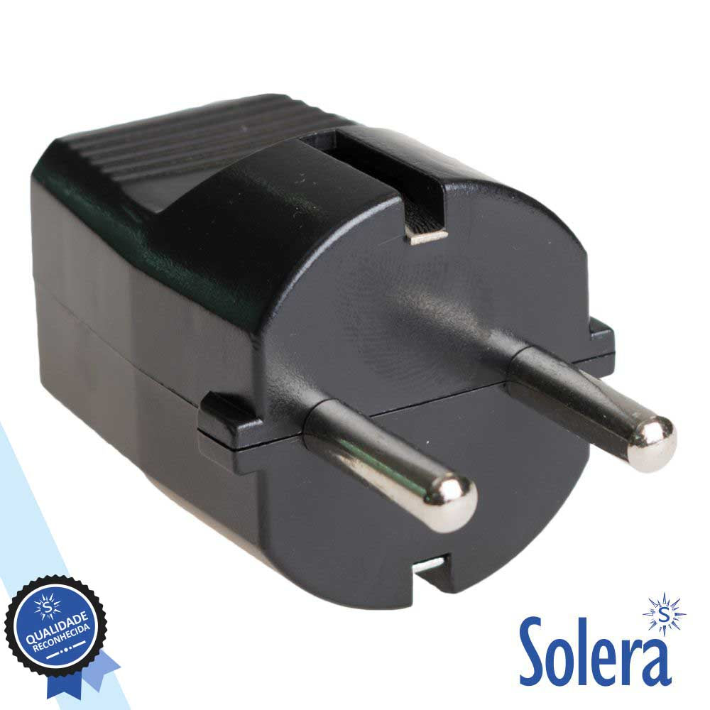 Ficha Schuko Macho C/ Terra 250V Preta Solera - Tauu,pt