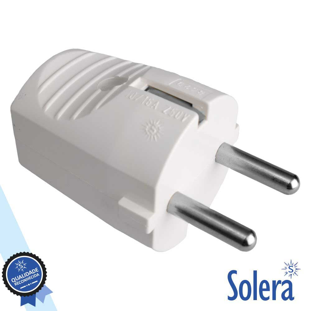 Ficha Schuko Macho C/ Terra 250V Branca Solera - Tauu,pt